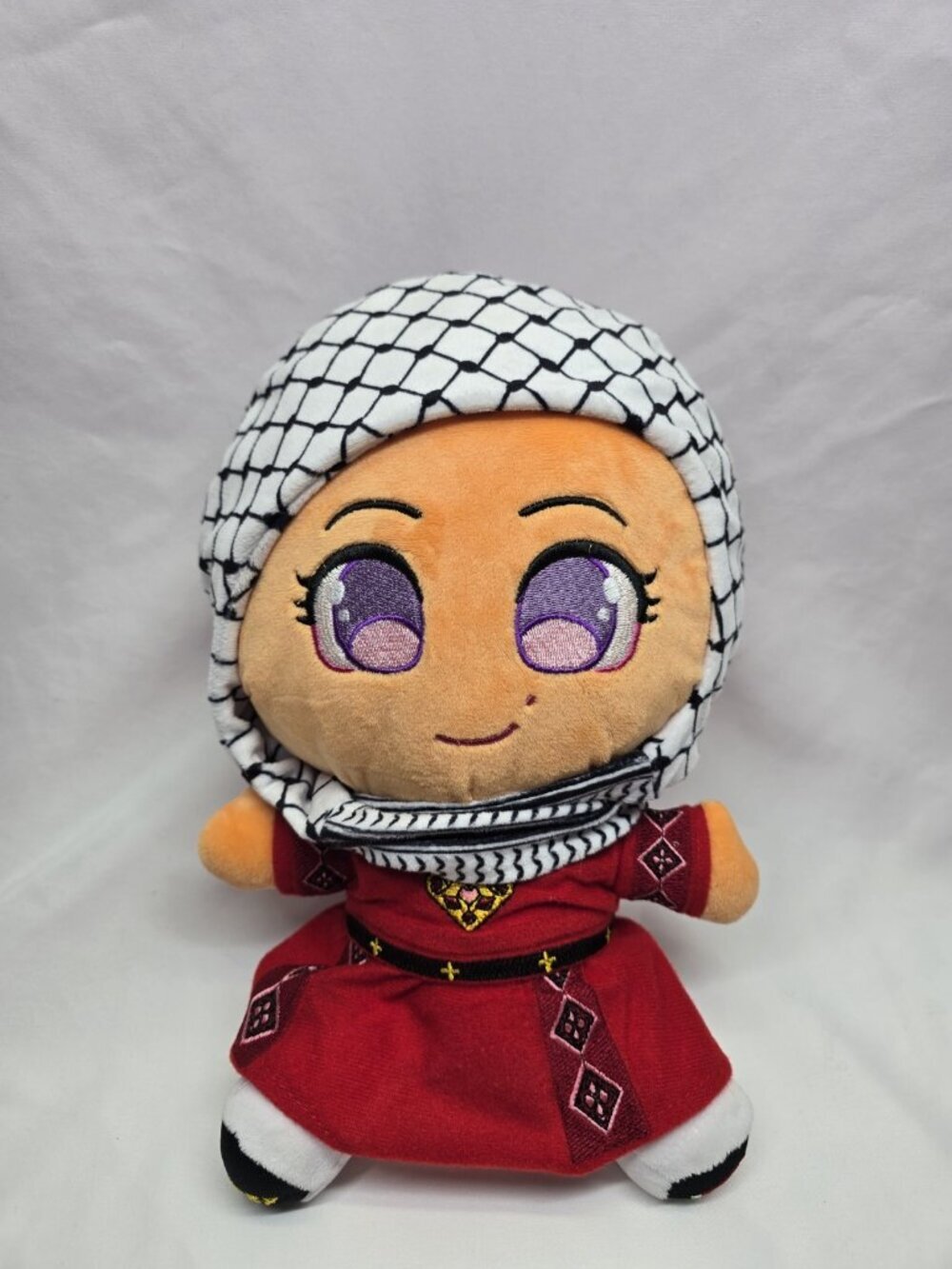 Muzzy Mina Plush Palestinian Girl with Kuffiyeh Approx 12" Stuffed Toy